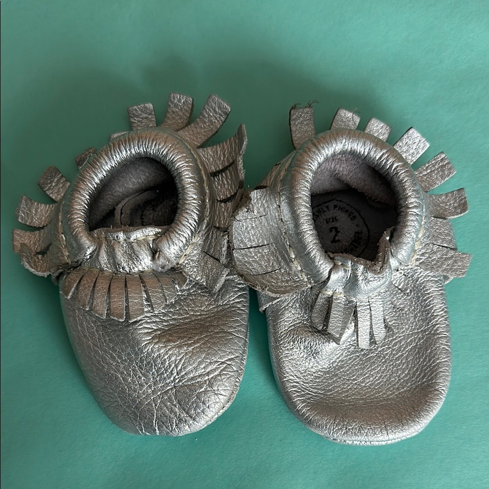 Freshly Picked Silver Baby Moccasins